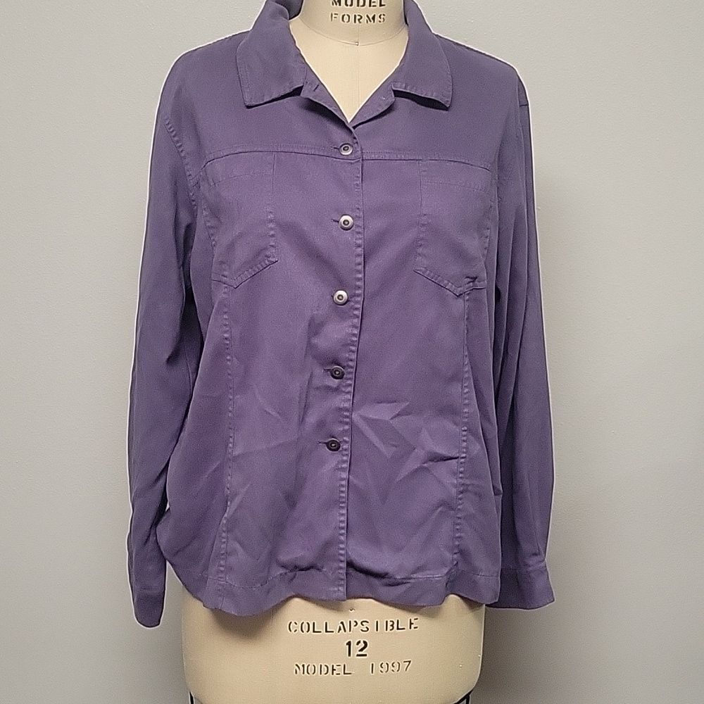 Chico’s Design Lavender button down shirt, Size 3